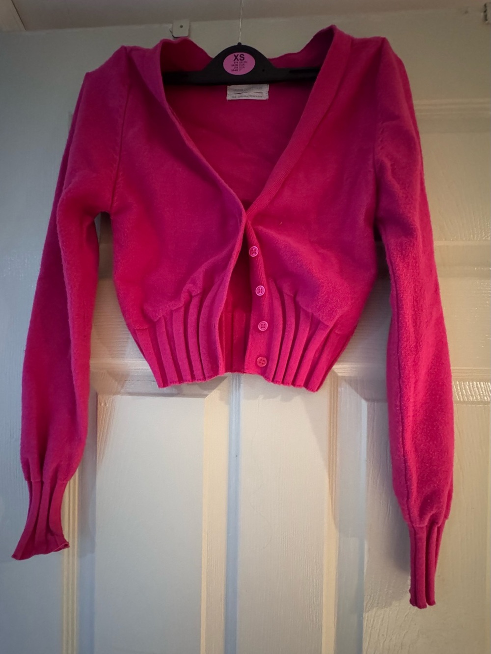 Urban Outfitters Cropped Fuchsia Button-Front Women's Sweater